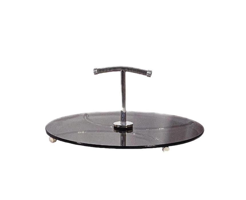 Cheese Platter Silver Glass