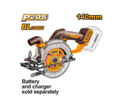 INGCO 20V BL circular saw 140mm (tool only)