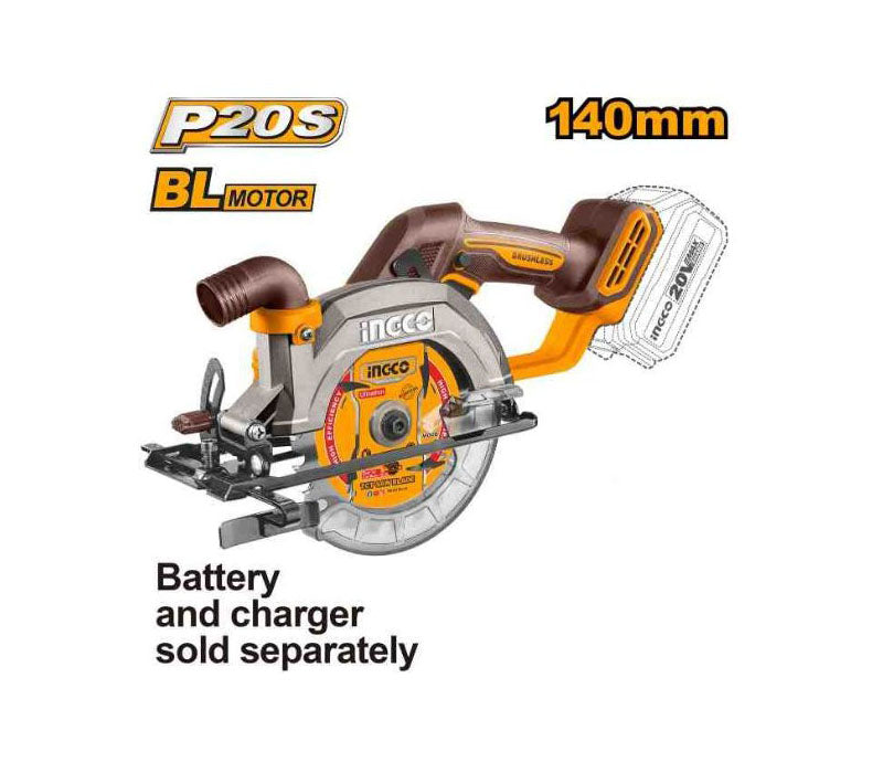 INGCO 20V BL circular saw 140mm (tool only)