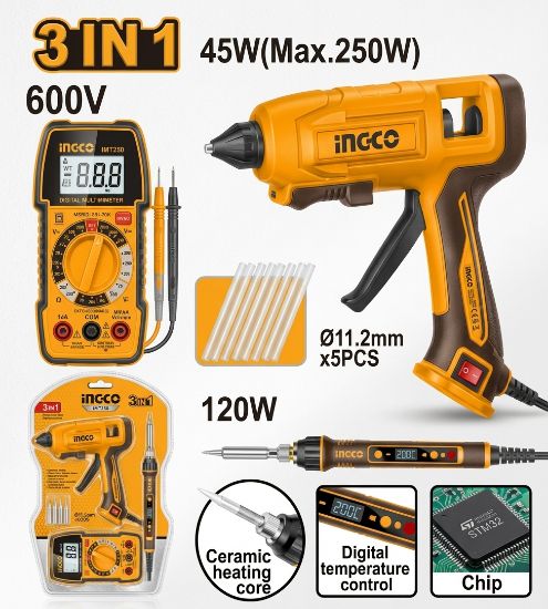 INGCO 3-in-1 Combo Glue Gun and Multimeter 120W