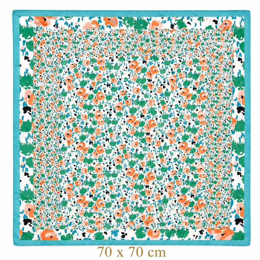 Turquoise Floral Square Scarf Petit Détail Lebanon