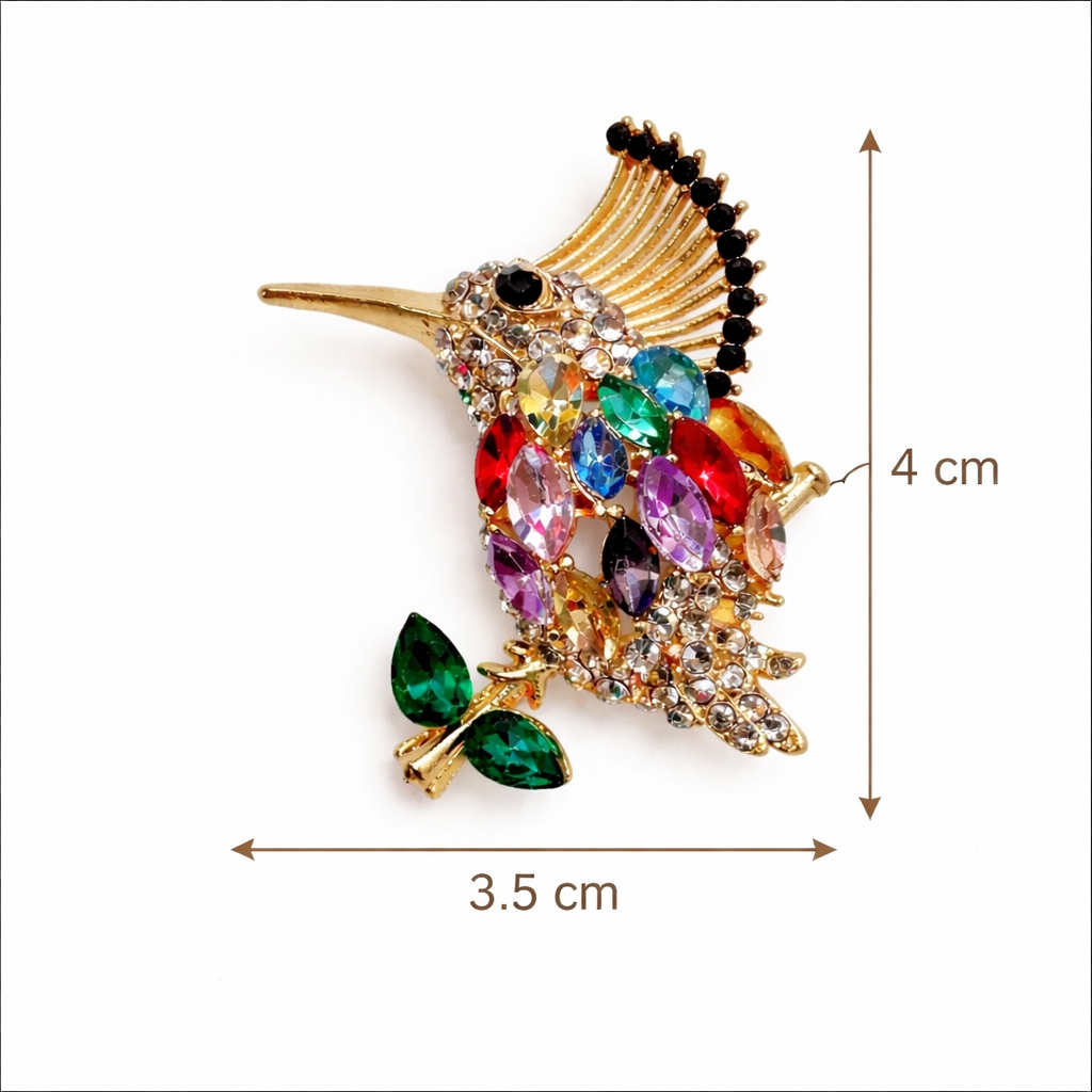Rainbow Crystal Bird Brooch Default Title Petit Détail Lebanon