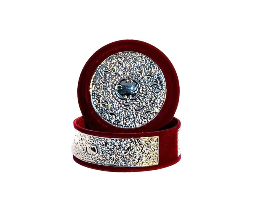 Jewelry Box in Red Velvet and Silver Metal