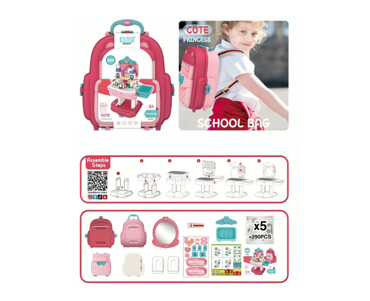 Two in One Castle School Bag and Playset
