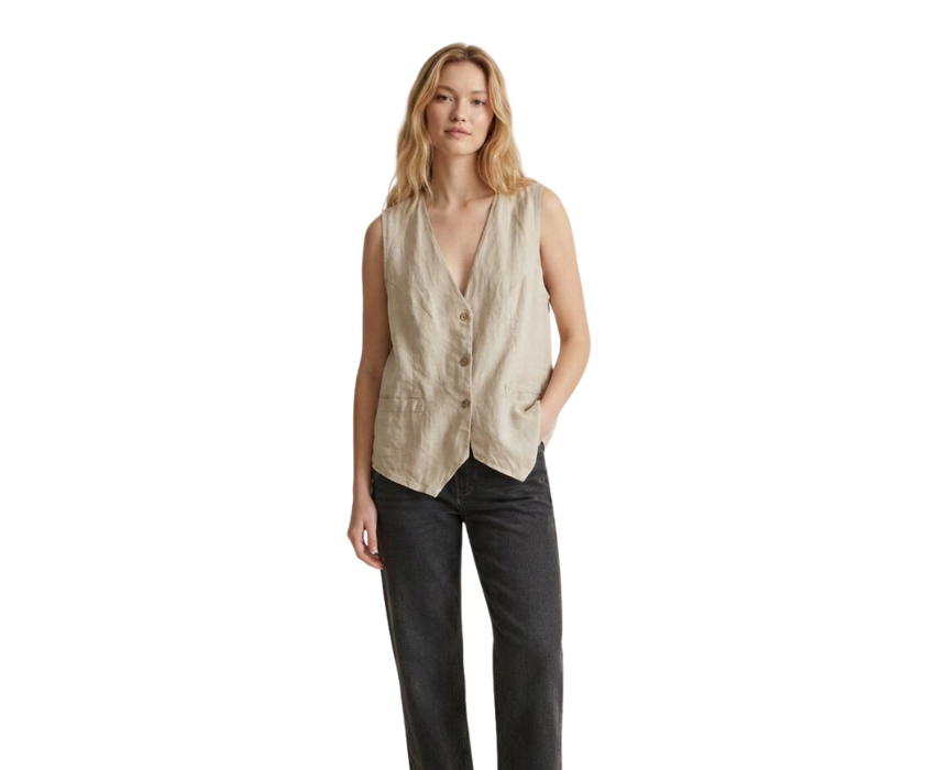 Linen Beige Gilet