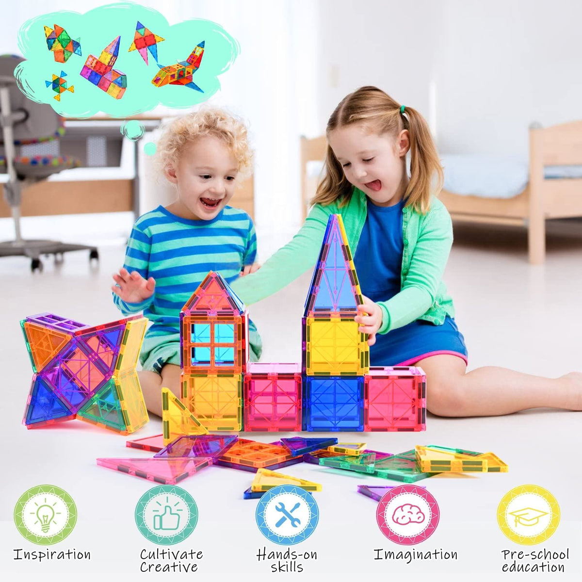 100-Piece Magnetic Building Block Set