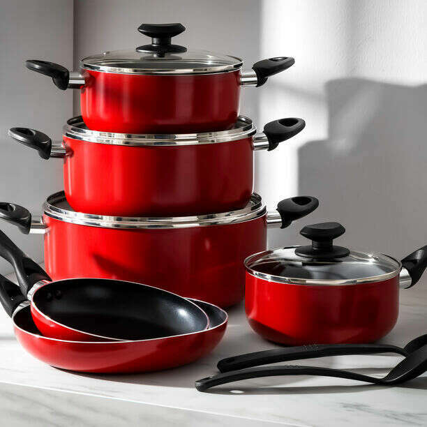 Non-Stick Ceramic Cookware Set, 12 Pieces Cooking set Non-Stick Ceramic Cookware Set, 12 Pieces Non-Stick Ceramic Cookware Set, 12 Pieces Betty Crocker