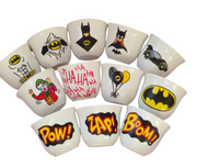 Handpainted Batman Chaffe Cups Set of 6