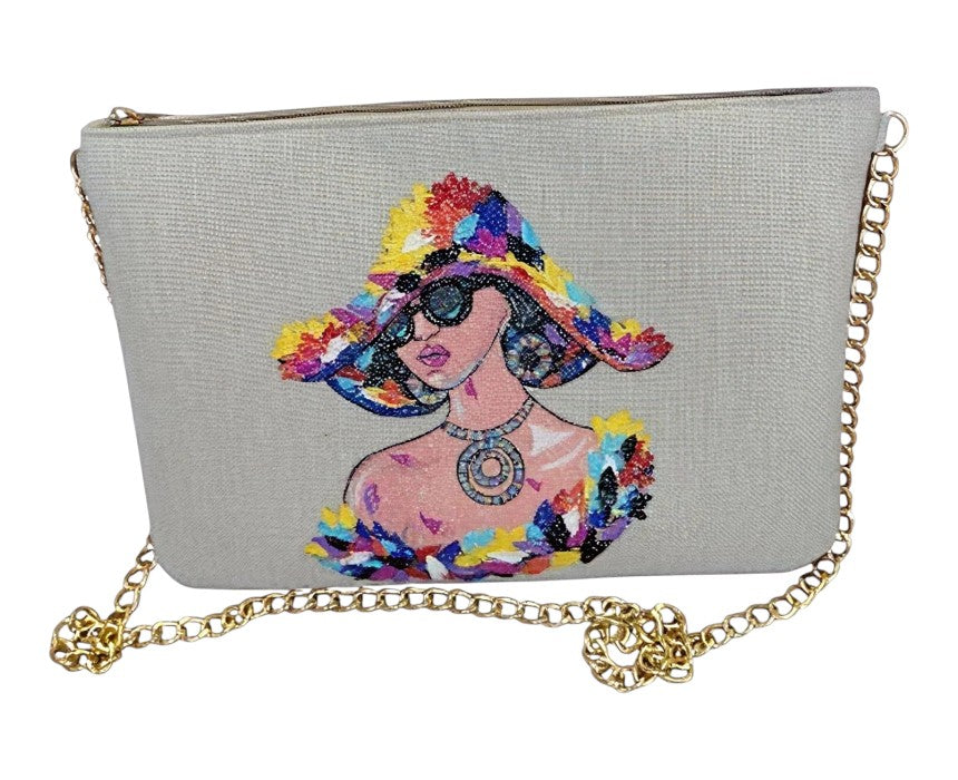 Handpainted Fabric Clutch