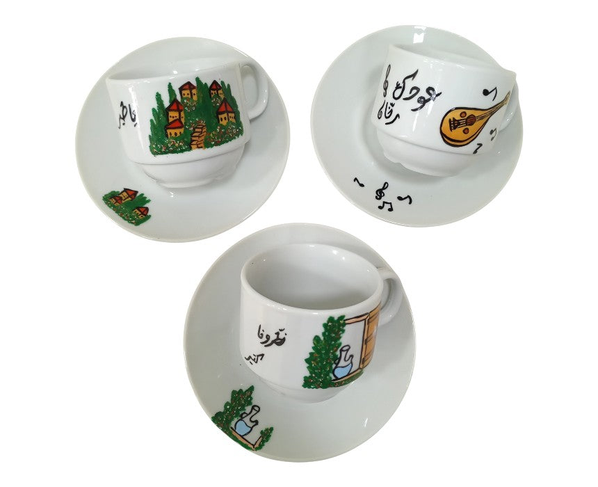 Personalized Handpainted Cups Saucers Set of 6