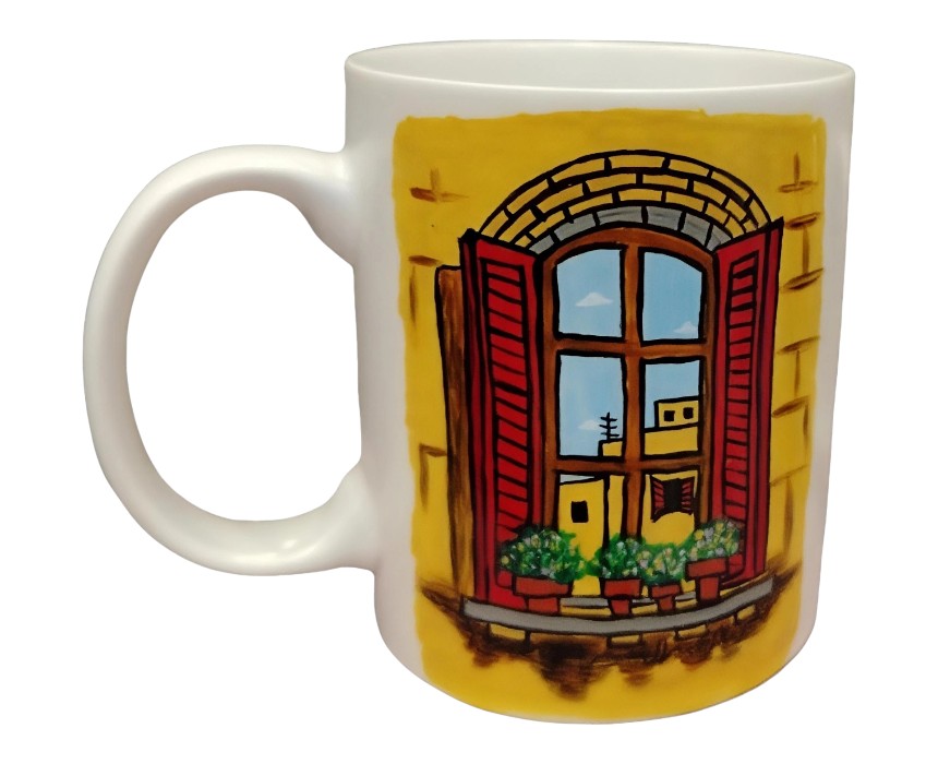 Handpainted White Mug