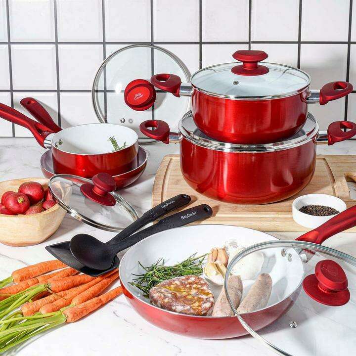 Non-Stick Ceramic Cookware Set, 12 Pieces Cooking set Non-Stick Ceramic Cookware Set, 12 Pieces Non-Stick Ceramic Cookware Set, 12 Pieces Betty Crocker