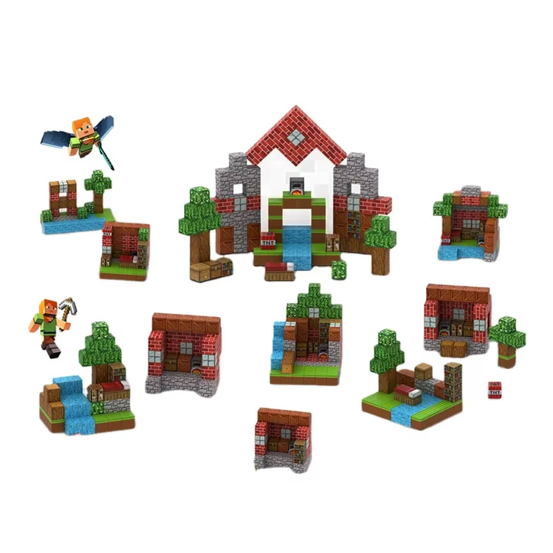 Minecraft magnetic building blocks with various structures 