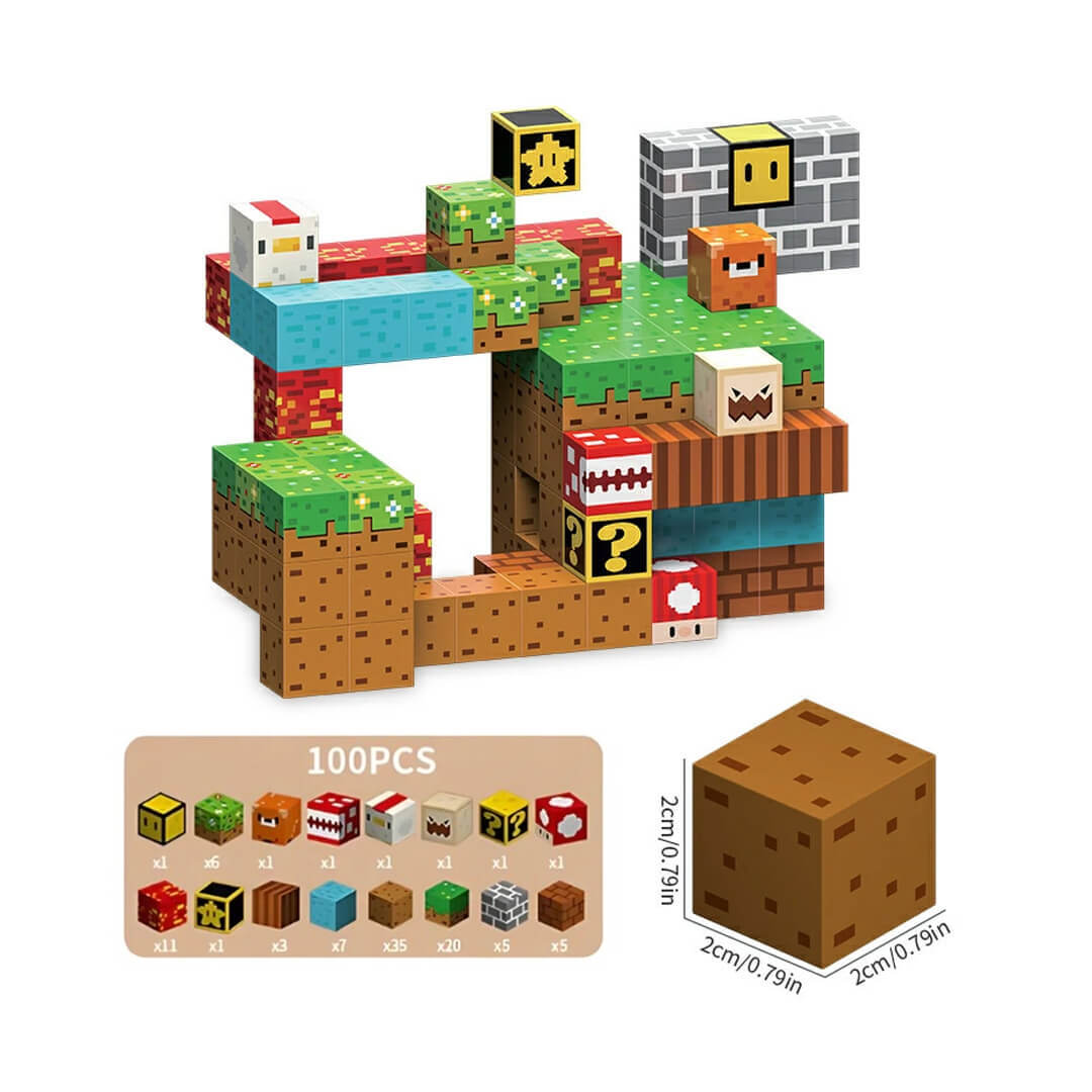 Minecraft magnetic cubes in multiple bright colors, 100-piece
