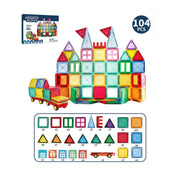 104-piece medium-size magnetic tiles castle and car building set