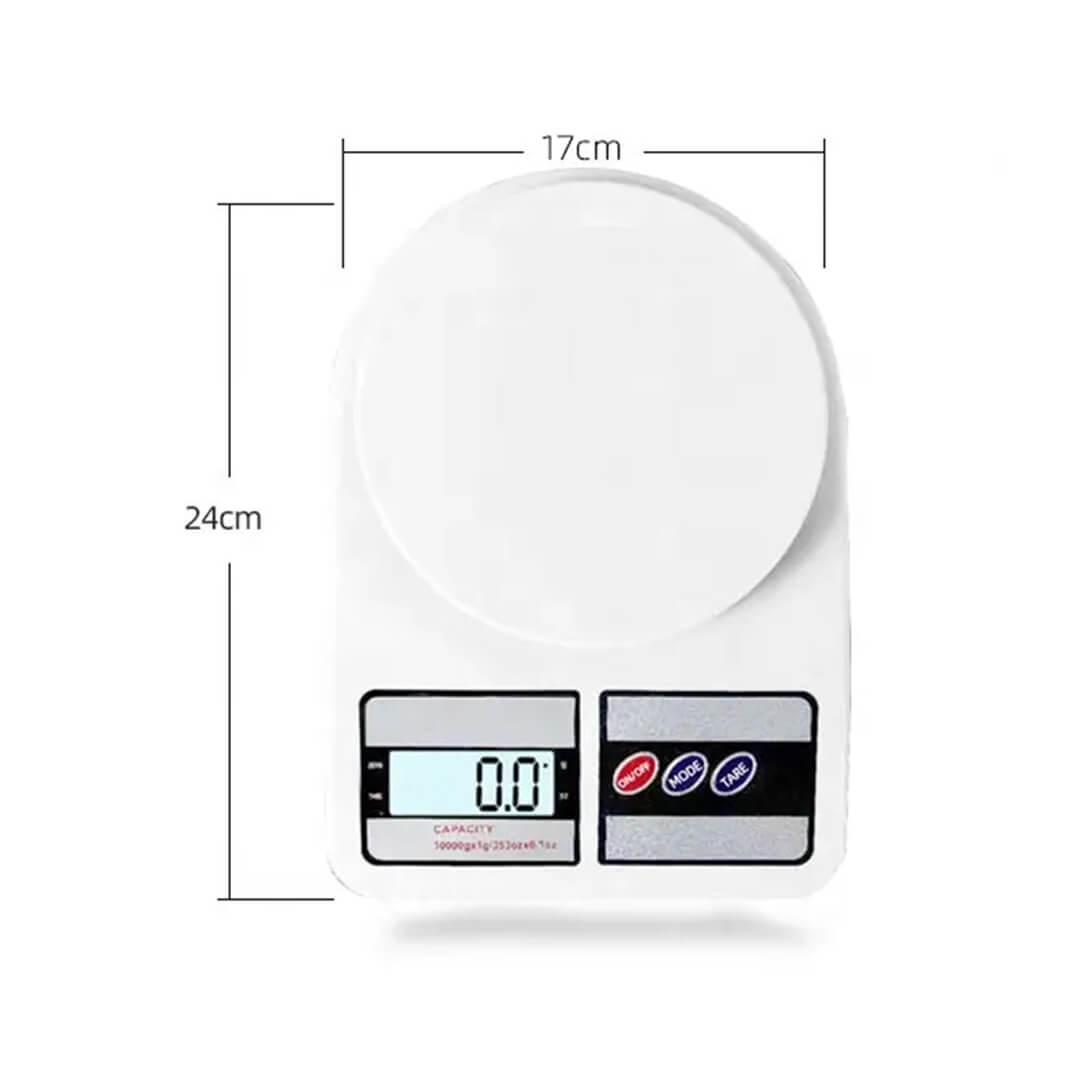 10KG Battery Operated Digital Kitchen Scale - White