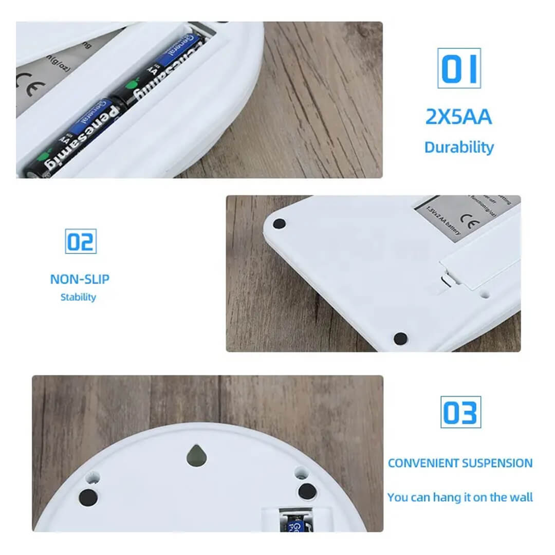 10KG Battery Operated Digital Kitchen Scale - White