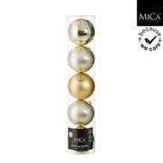 Champagne Shatterproof Christmas Balls 5 Pieces
