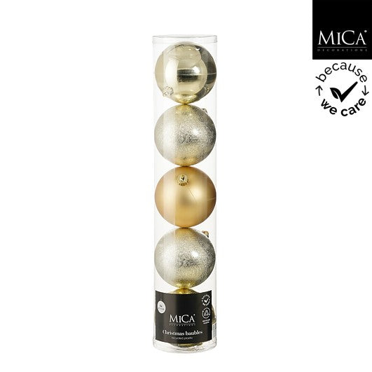 Champagne Shatterproof Christmas Balls 5 Pieces