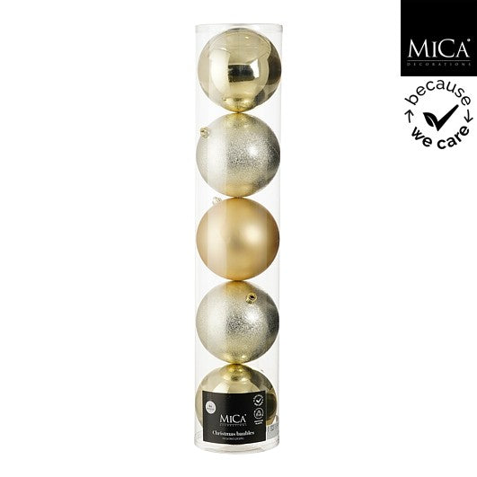 Champagne Shatterproof Christmas Balls 5 Pieces