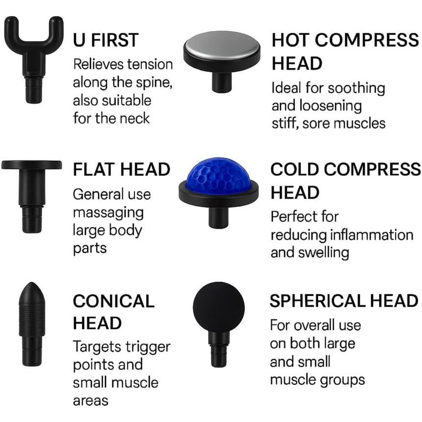 6-in-1 Hot & Cold Massage Gun