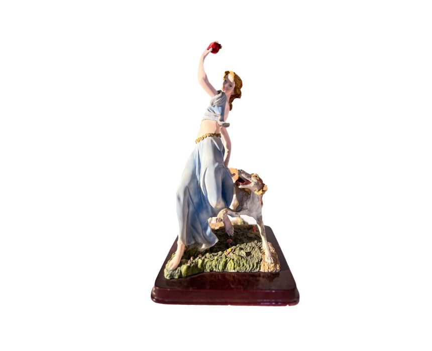 Playful Girl and Dog Poly Resin Sculpture