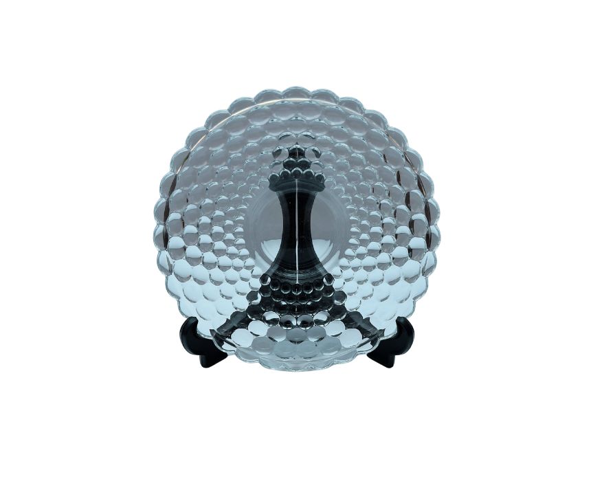 Bubbled Glass Plate with Stand