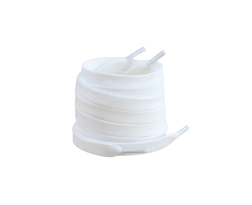 Elastic Shoelaces White Metal Buckle Pair