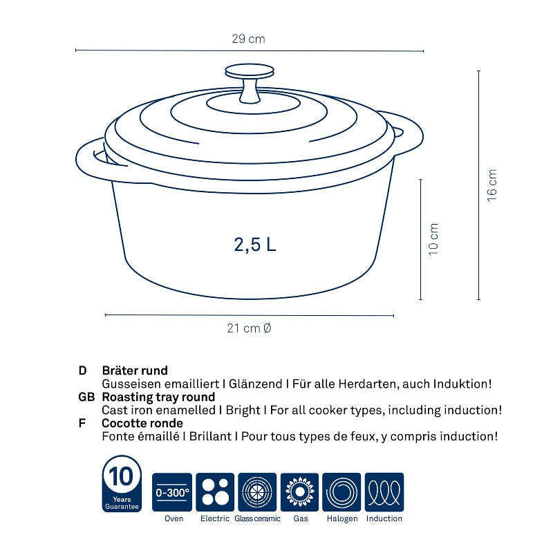 Black Roaster Calido Round 2.5L Dutch Ovens Black Roaster Calido Round 2.5L Black Roaster Calido Round 2.5L Kela