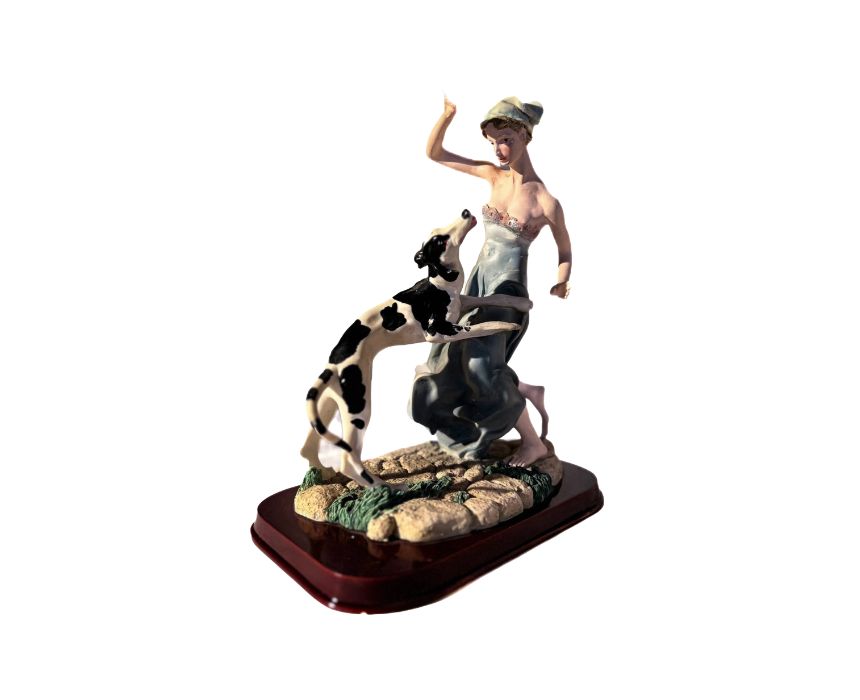 Girl with Dog Poly Resin Sculpture