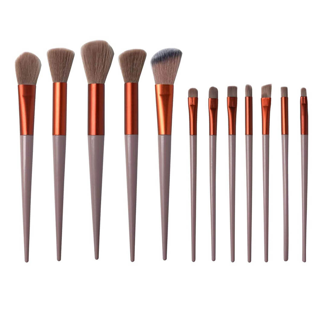 13 pieces Makeup Brushes Full Set with bag - Brown