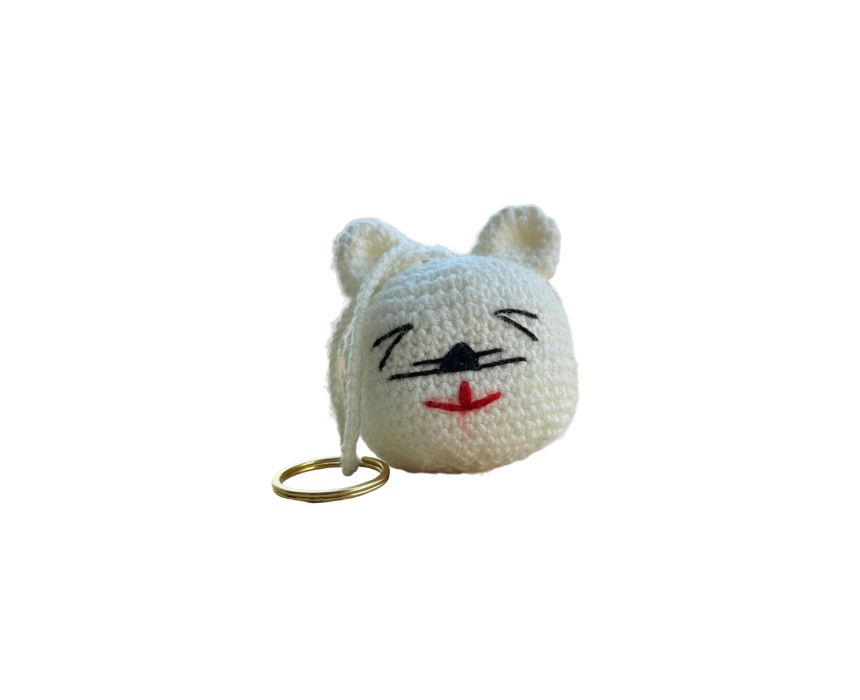 Smiling White Bear Keychain