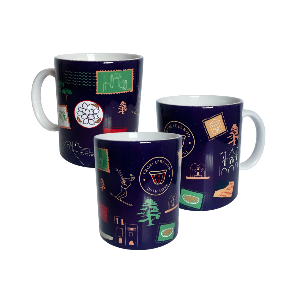 Mug: Lebanese Stamp Dark Bleu
