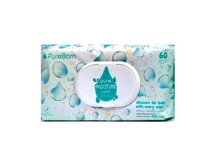 Pureborn Pure Moisture Water Wipes 60 Pieces