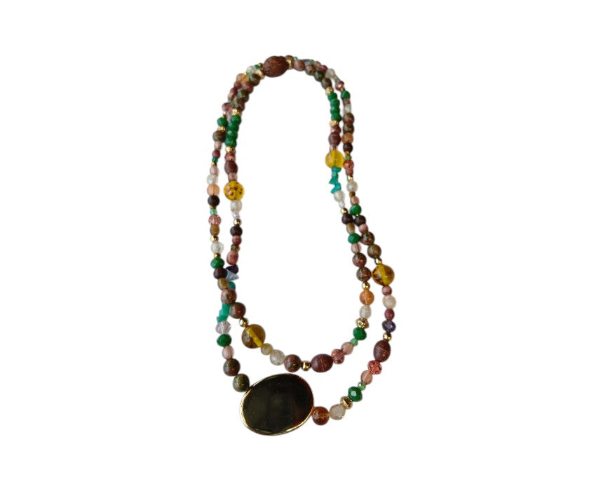 Colorful Wood Pearl Necklace