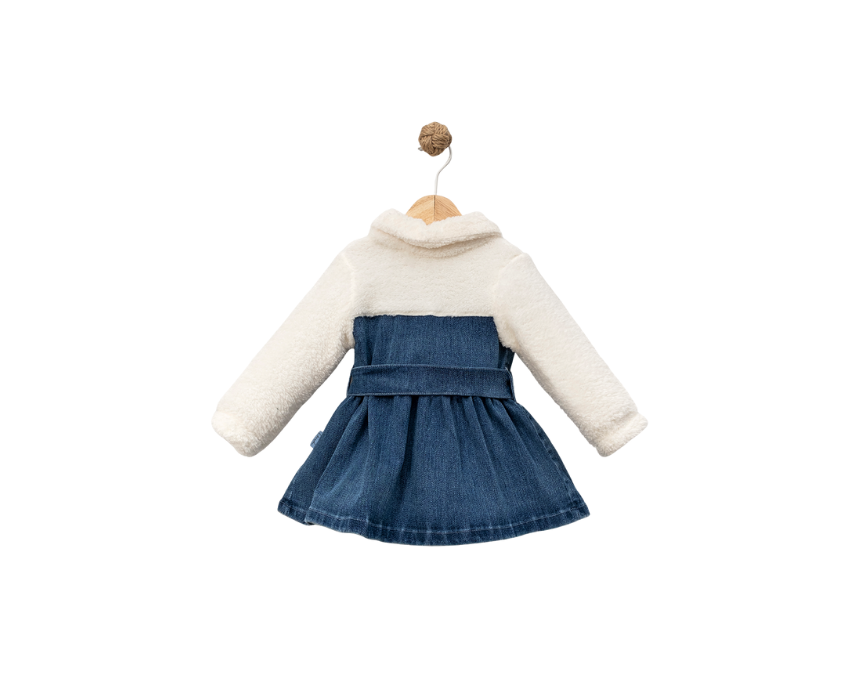 Plush Girl Denim Dress in Navy Blue