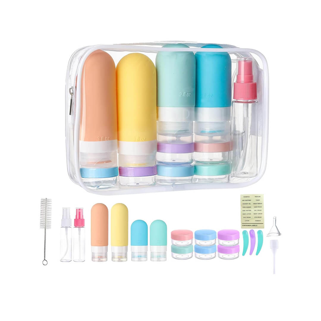 16-pack TSA-approved leakproof silicone travel bottles set