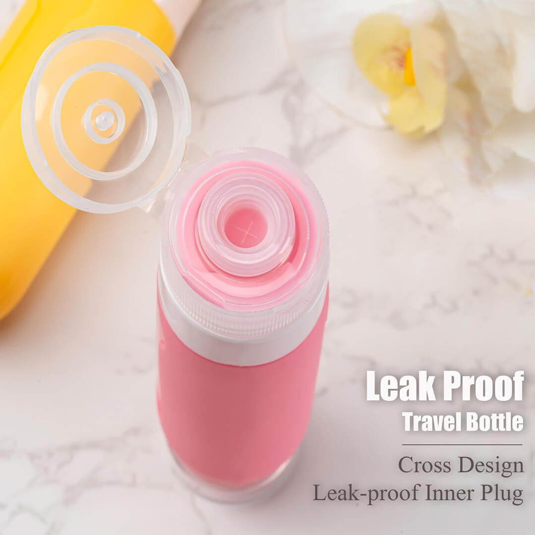 Refillable silicone travel bottles for cosmetics and shampoos