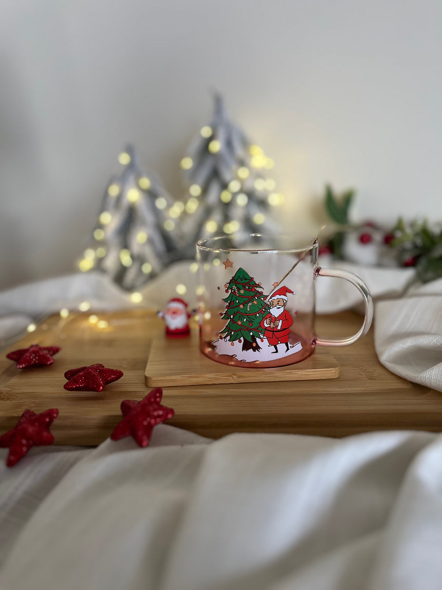 Christmas Glass Mug and Coaster Set