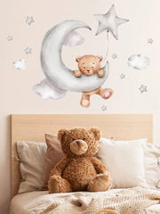 Bear, Moon, Stars and Clouds Wall Sticker