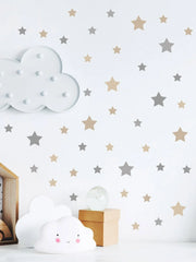 Stars Wall Stickers Grey & Beige 86 Pieces