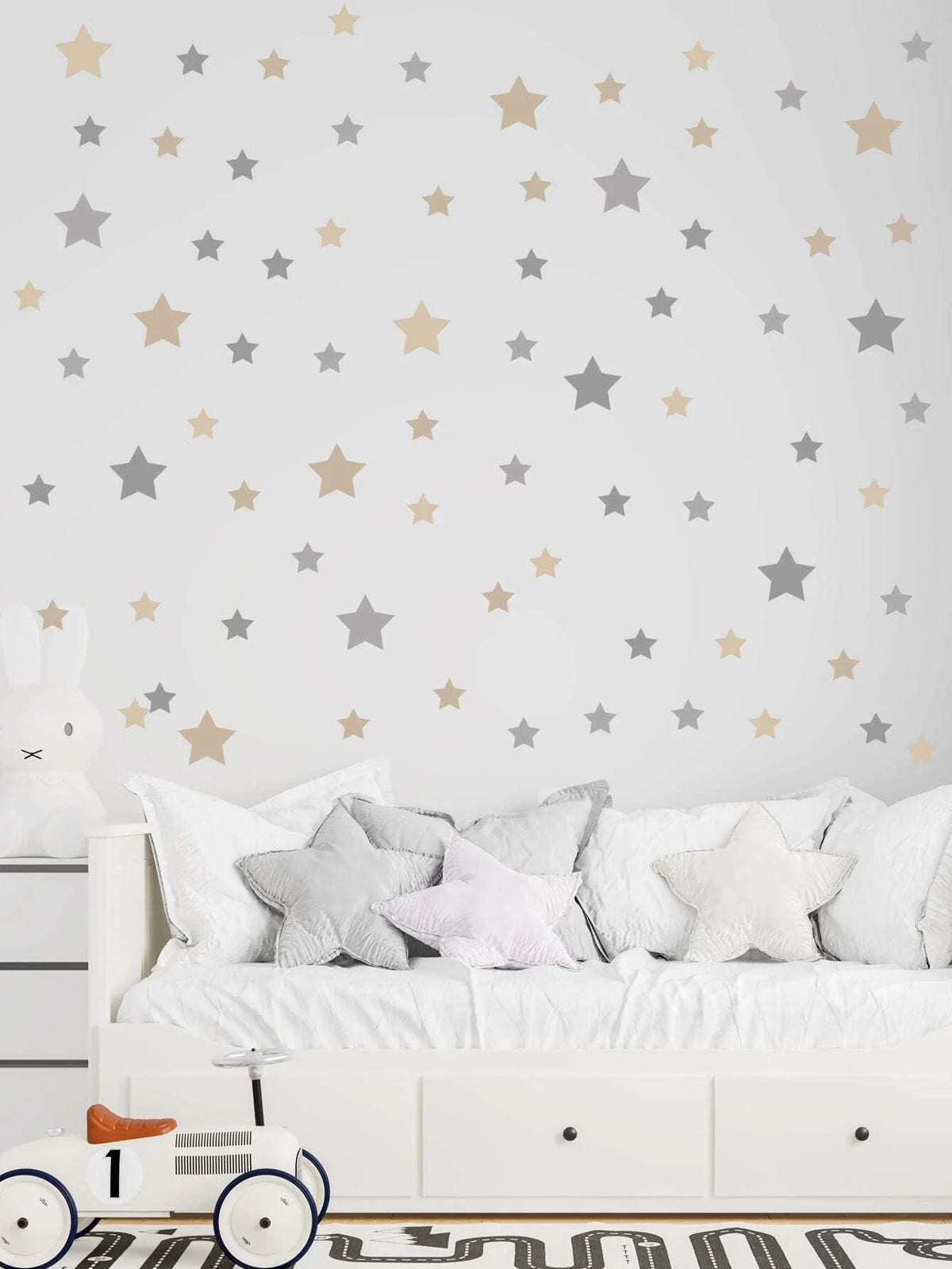 Stars Wall Stickers Grey & Beige 86 Pieces