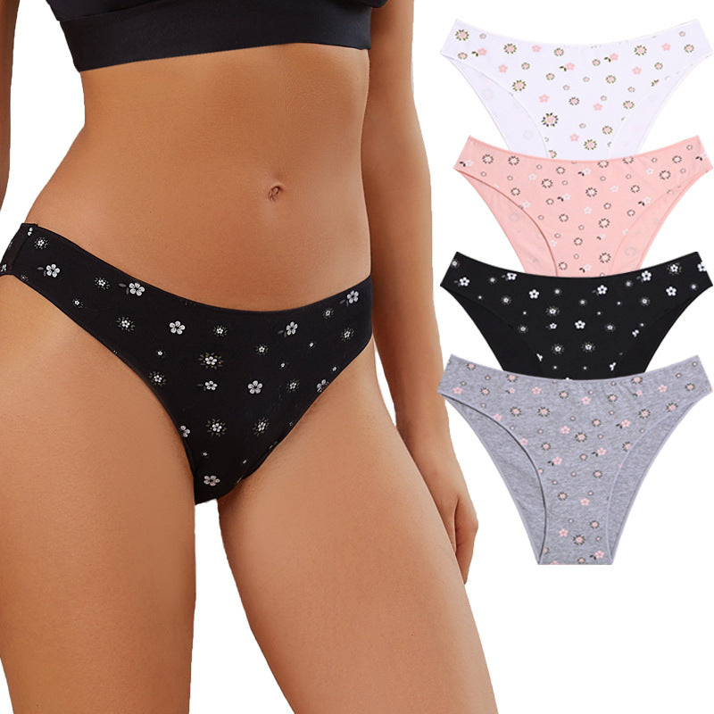 Floral Cotton Mid-Rise Panties