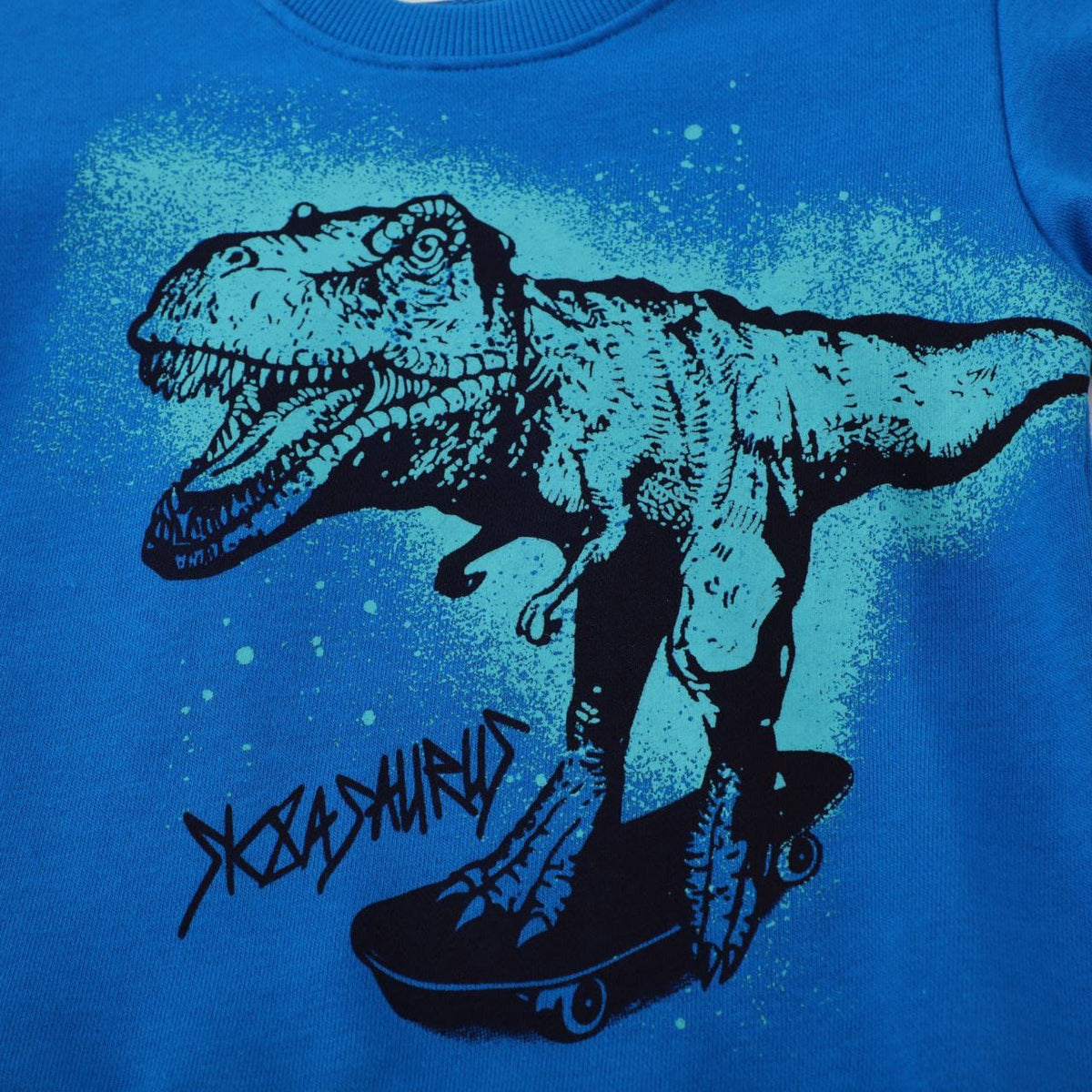 Kids’ 100% Cotton Blue Dinosaur Sweater | 4–7Y