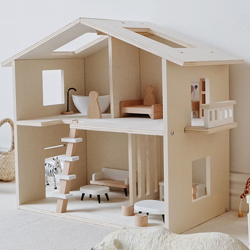 Wooden Doll House With Furniture Set | 2+