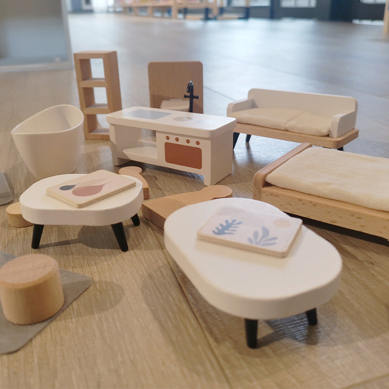Wooden Doll House With Furniture Set | 2+