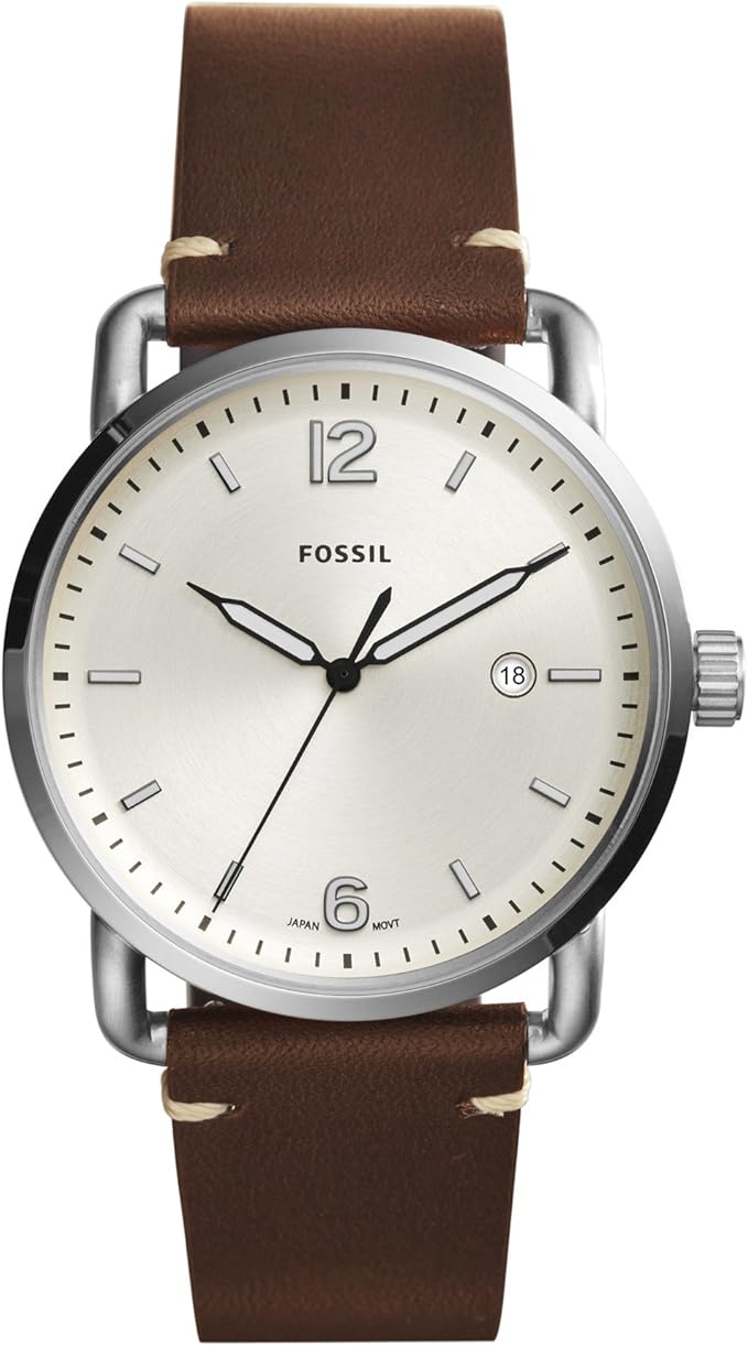 Fossil Mens Quartz Watch, Analog Display and Leather Strap
