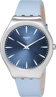 Swatch Unisex Adult Quartz Watch, Analog Display and Leather Strap