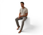 Short Sleeve Pyjama Trouser Set Greige