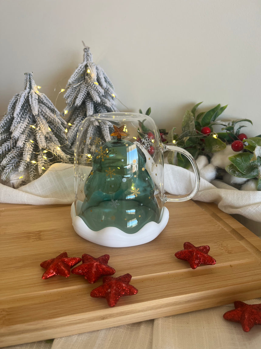Christmas 3D Tree Double Glass Mug
